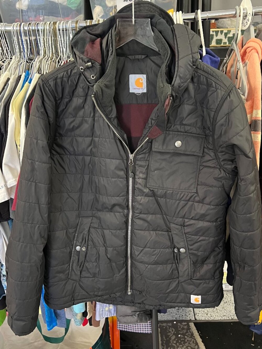 Carhartt Amoret Quilted Jacket Womens Size L (12/14) Hooded Puffer Black